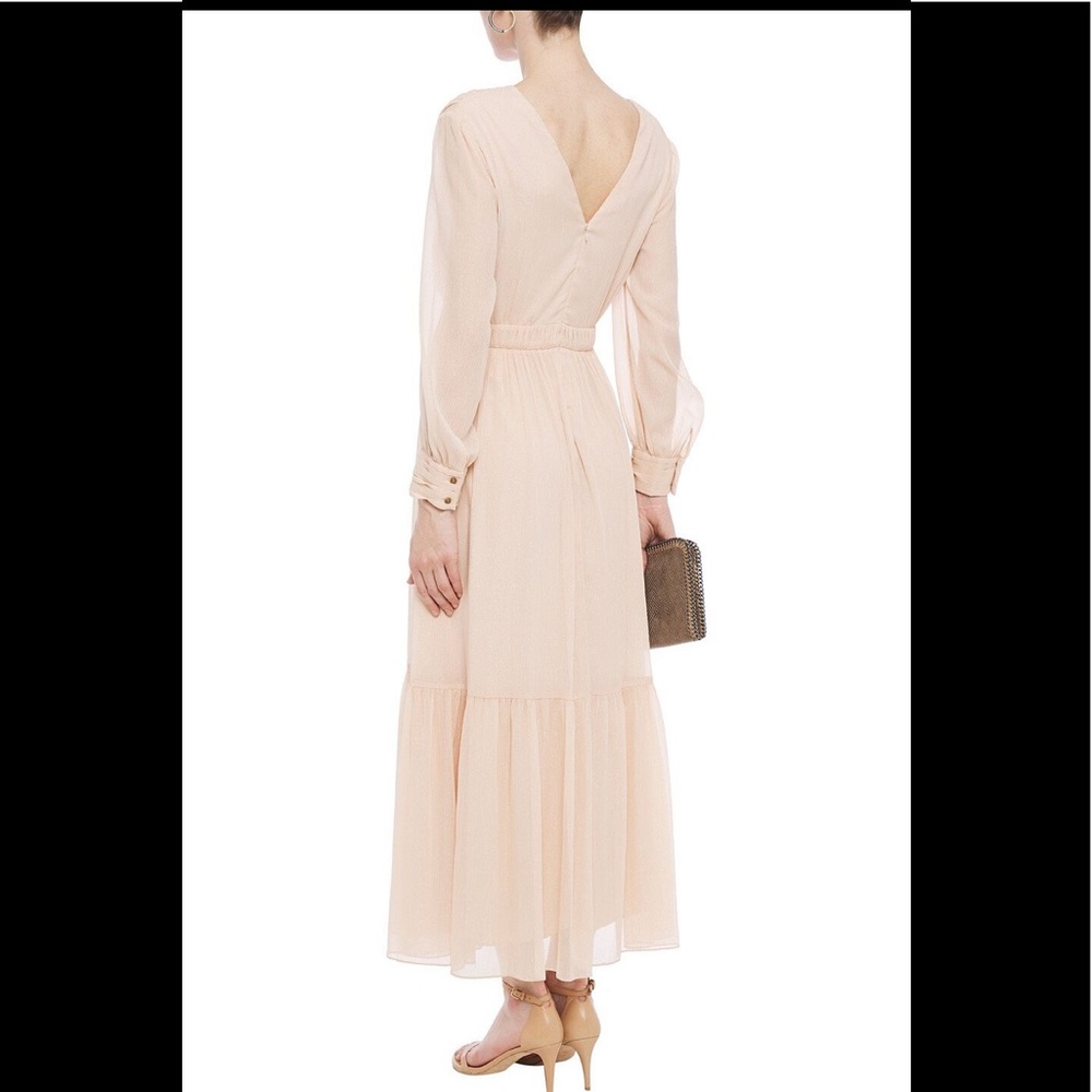 SANDRO TIERED Gathered Metallic MAXI DRESS - Picture 5 of 6